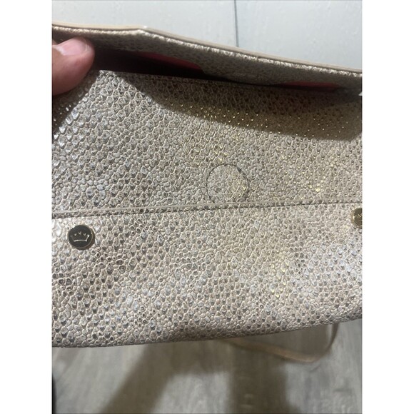 ELAINE TURNER Women's Gold Colored Leather Snakeskin Print Shoulder Handbag - Picture 10 of 13